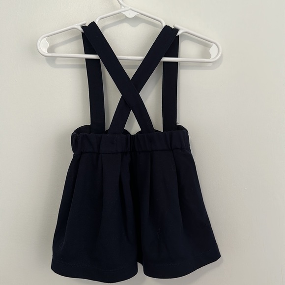 Gently used Jacadi pleated pinafore navy skirt 6M - Picture 2 of 2